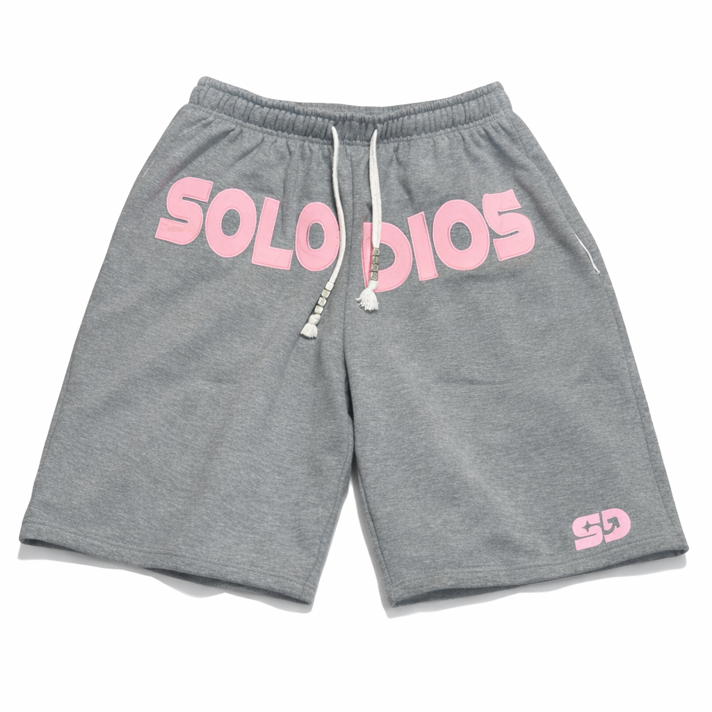 Baggy Solo Dios Shorts Pink on Grey